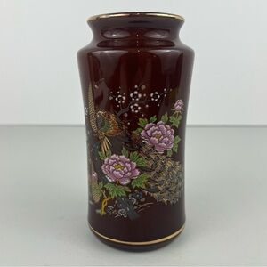 Vintage Hand Painted Peacock Ceramic Vase - Japan